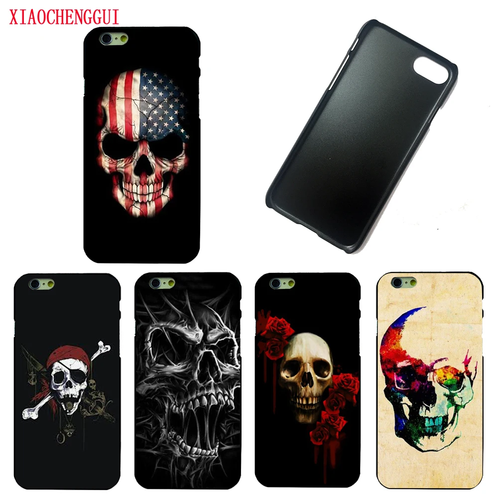 

Floral skull cover design black Case Cover For Apple iPhone 4 4S 5 5S SE 5C 6 6S PLUS 7 7PLUS 8 8PLUS X Protective Shell