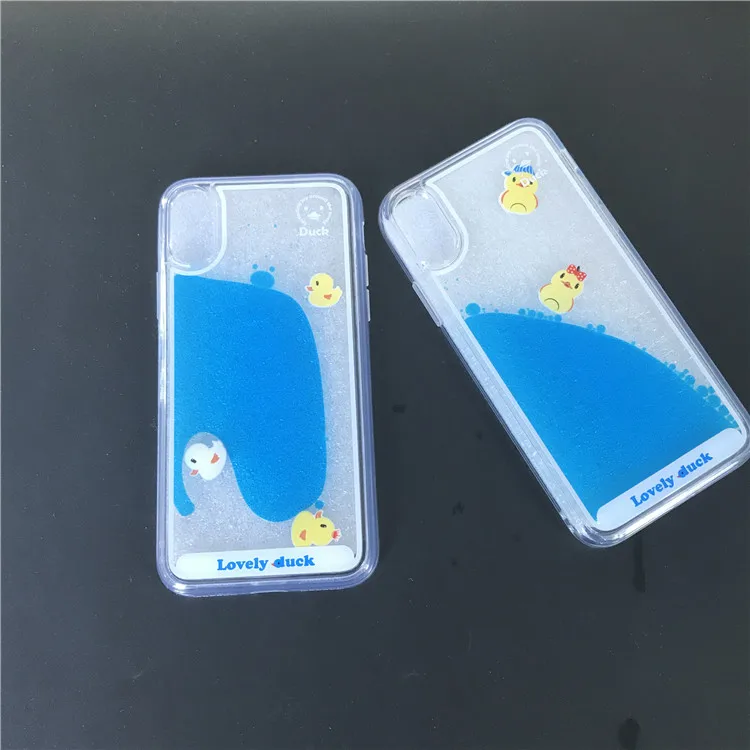 

Flowing Liquid Cute Yellow Duck Soft TPU Capa Cases for iPhone XS MAX XR X 8 7 Plus 6 6S Plus 3D Ducks Swimming Cover Fundas