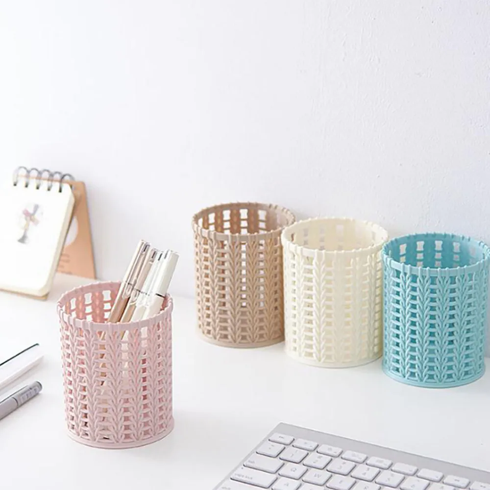 

4 colours Pen Holder Plastic Compact Basket For Kitchen Bathroom Office Desk Organizer Pen Holder pen titulaire Dropshipping