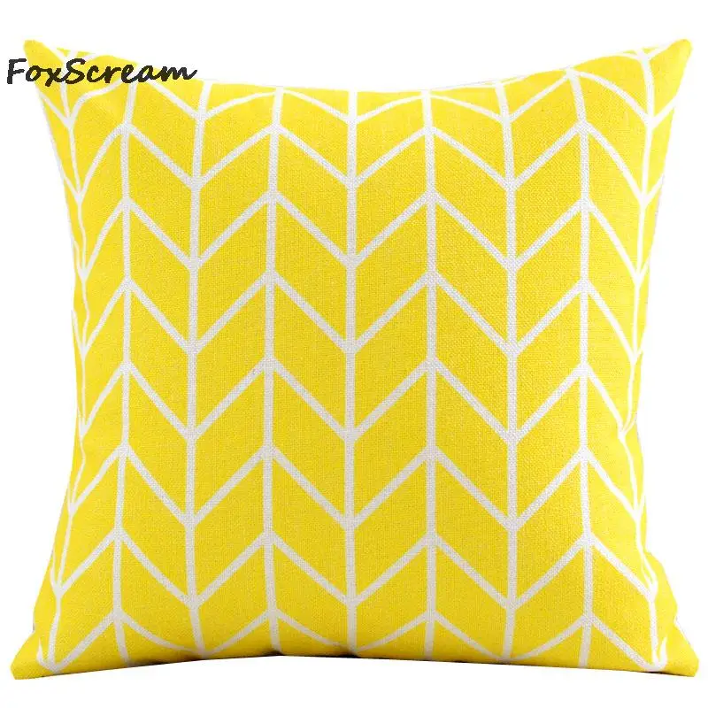 

Nordic Style Cushions Cover Home Decor Red Yellow Pillow Case Geometric Decorative pillows covers Linen plaid Cushions for sofa