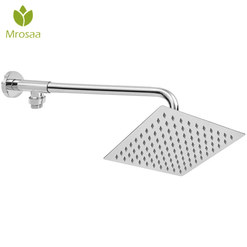 

8inch 304 SS Square Ultrathin Shower Head Extension Arm Bottom Entry Shower Diverter Valve Set Chrome Finished Bathroom Faucets