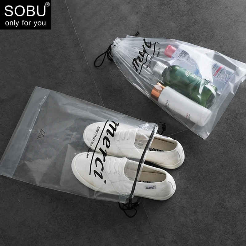 

Waterproof Shoes Bag Pouch Storage Travel Bag Portable Tote Drawstring Bag Organizer Cover Transparent Shoe Bags N113