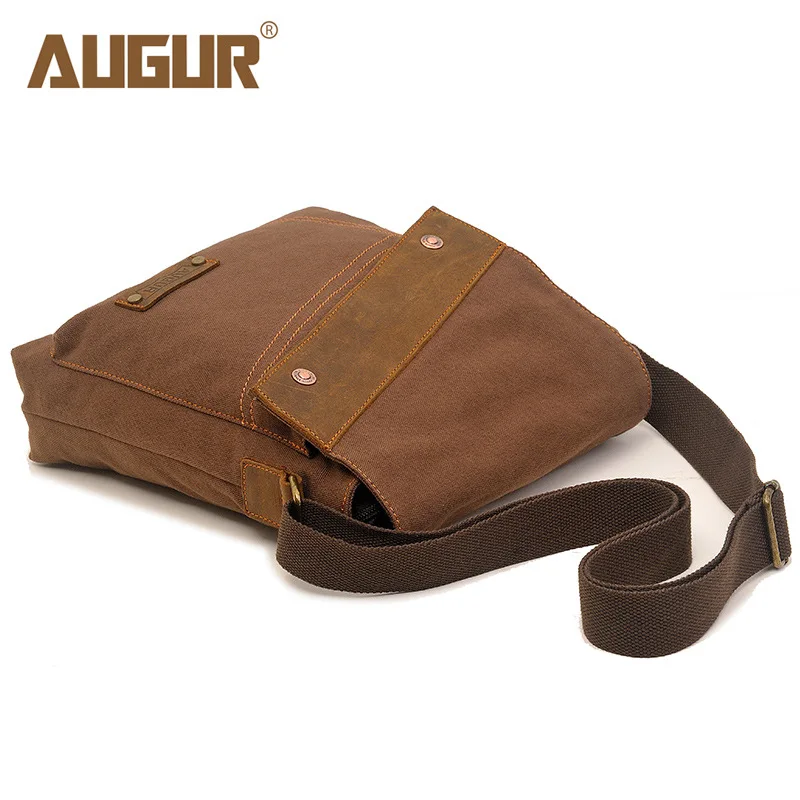AUGUR 2018 Canvas Crossbody Bag Men Military Army Vintage Messenger Bags Large Shoulder Bag Casual