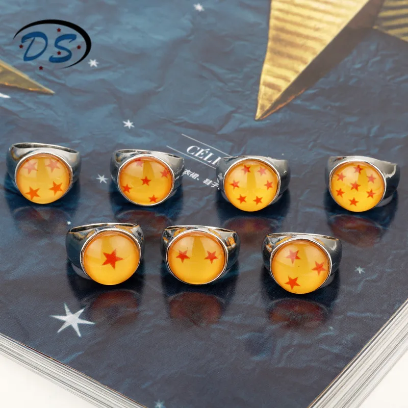 Animation Dragon Ball Z Goku Rings Yellow Glass Dome Cabochon Balls 1 7