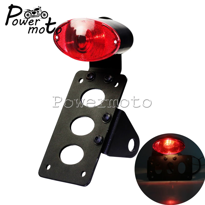 

Motorcycle Side Mount License Plate/Tail Light Bracket Stop Brake Lamp For Harley Cafe Racer Scrambler Bobber Chopper