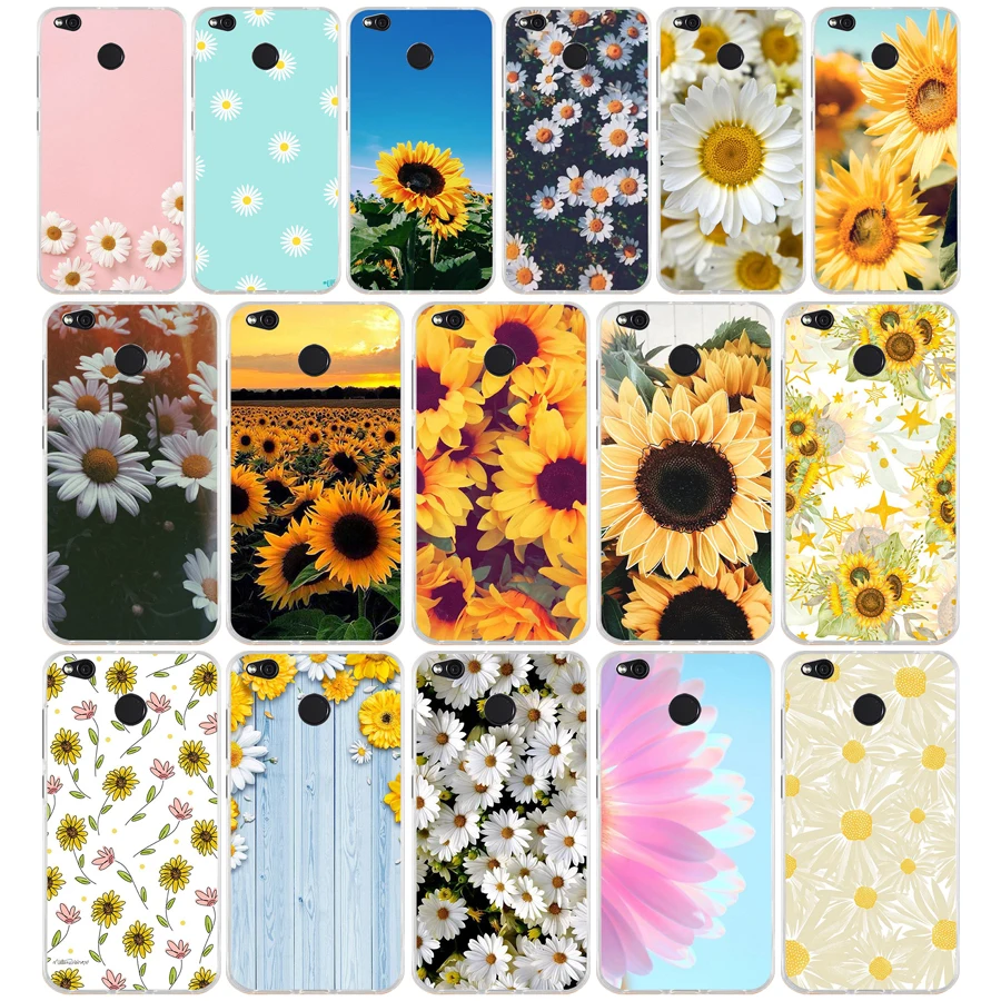 

43 ZX Cute Summer Sunflower Floral Flower TPU Soft Silicone Case for Xiaomi Redmi 4X 4A 5A 6A 6 Note 5a pro mi a1 8 lite Cover