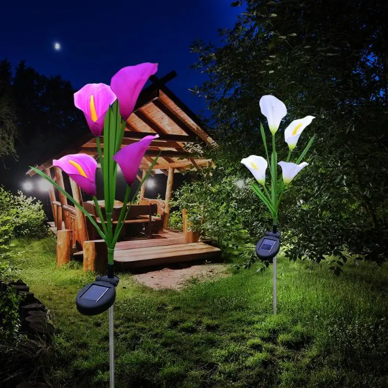 

3pcs 4LED Solar Simulation Calla Lily Light Colorful Changing Garden Lamp