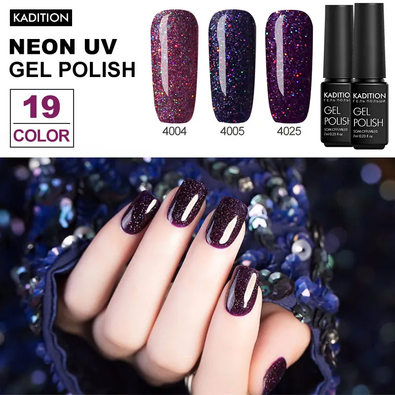 KADITION 7ml Neon Nail Gel Polish Rainbow Colors Fashion Varnish Art Soak Off UV Colorful Acrylic Lacquer | Красота и здоровье
