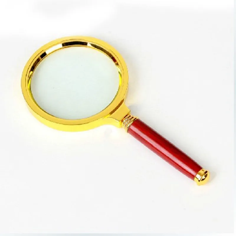 

8X 50mm Metal Red Wood Hand Magnifiers Loupe Magnifying Glass For Reading Jewelry Identifying Office Gifts
