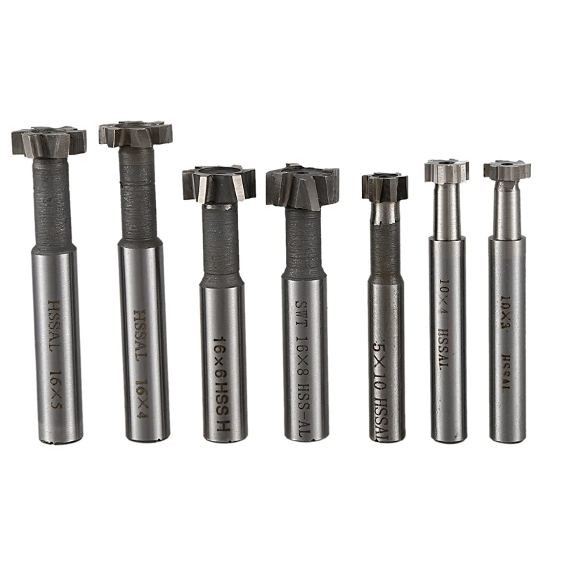 

7Pcs 10mm petiole T Slot Milling Cutter Processing Stainless Steel Cast Iron,Straight Shank T-Slot Milling Cutter