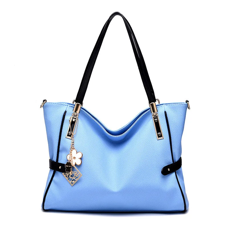 YINGPEI, женские сумки на плечо, одноцветные, с верхней ручкой, сумочка, женская, искусственная кожа, тоут, черный, серый, хаки, роскошные тоут, кошельки, высокое качество - Цвет: Небесно-голубой