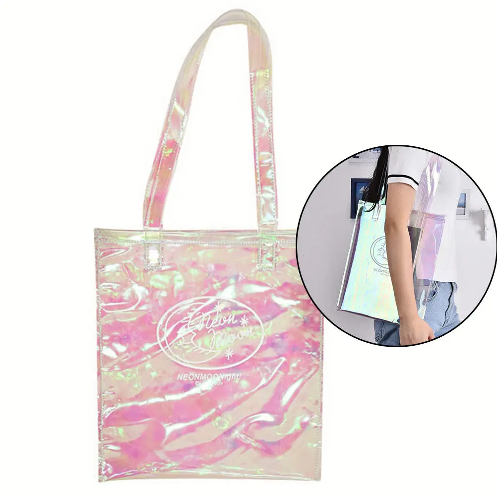 Lady Single Shopping Bags Large Capacity Casual Tote Bolsa Silver Women Handbag Laser Hologram Leather Shoulder Bag