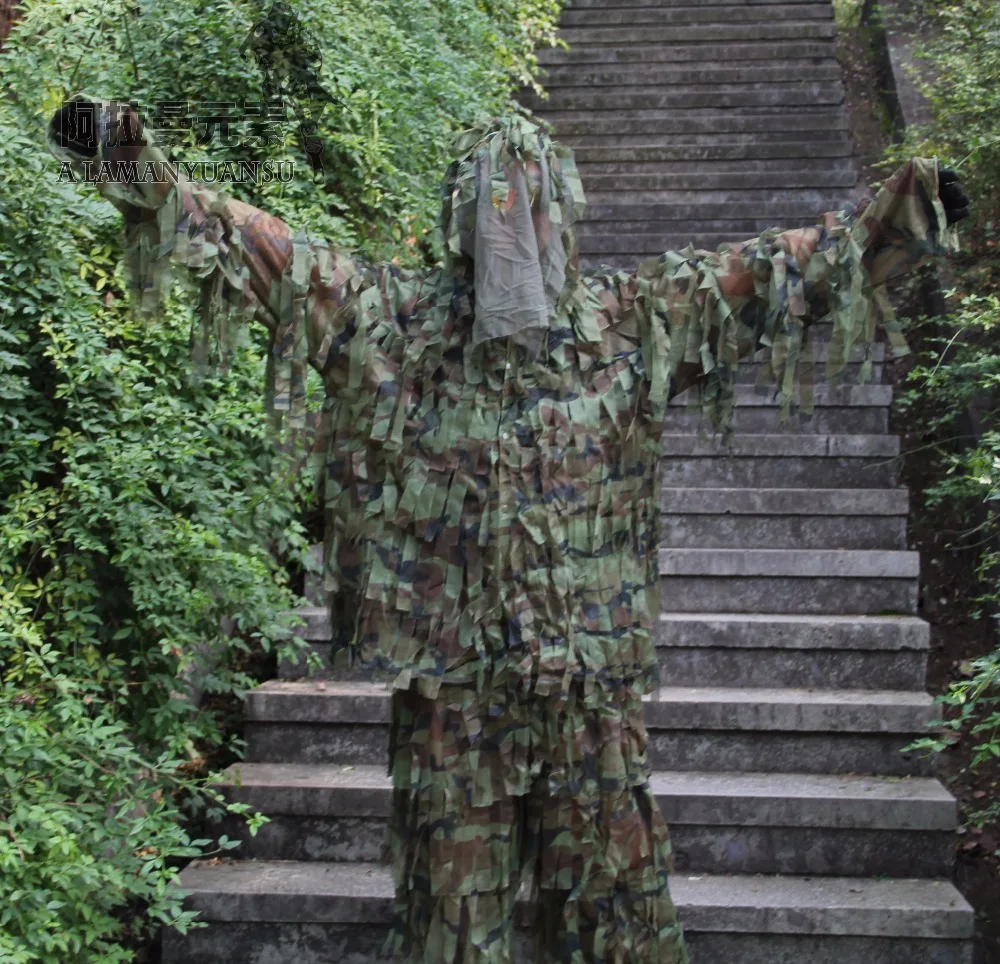 Hunting Ghillie Suit Camo Bionic Leaf Camouflage Jungle Woodland Birdwatching Clothing Durable | Спорт и развлечения
