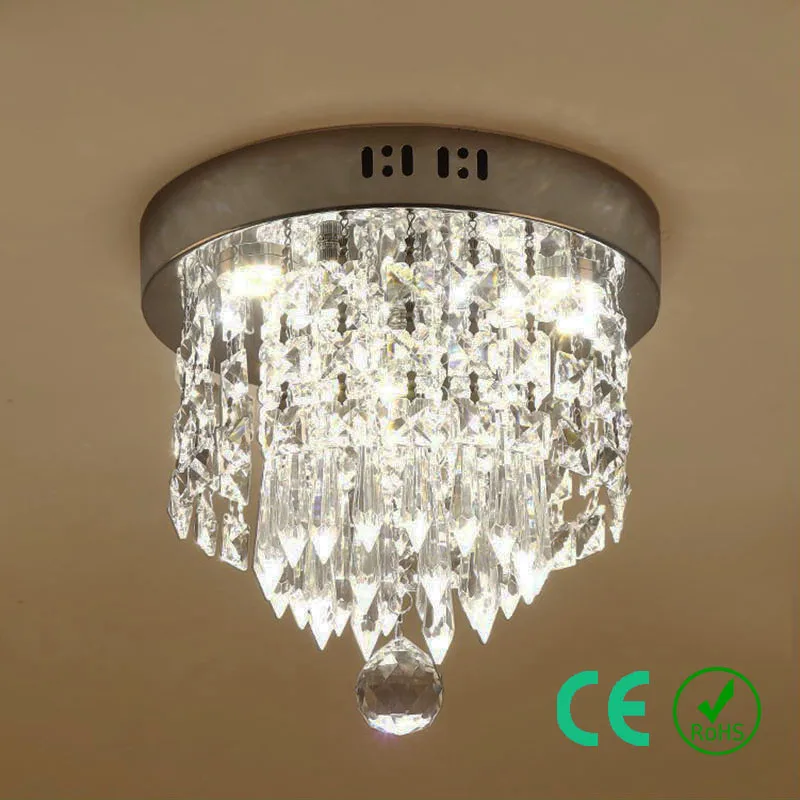 

Chandelier light Free LED E14 k9Crystal Metal base Small Round Lamp Entryway Foyer Aisle Hotel Rosh CE Custom Designed