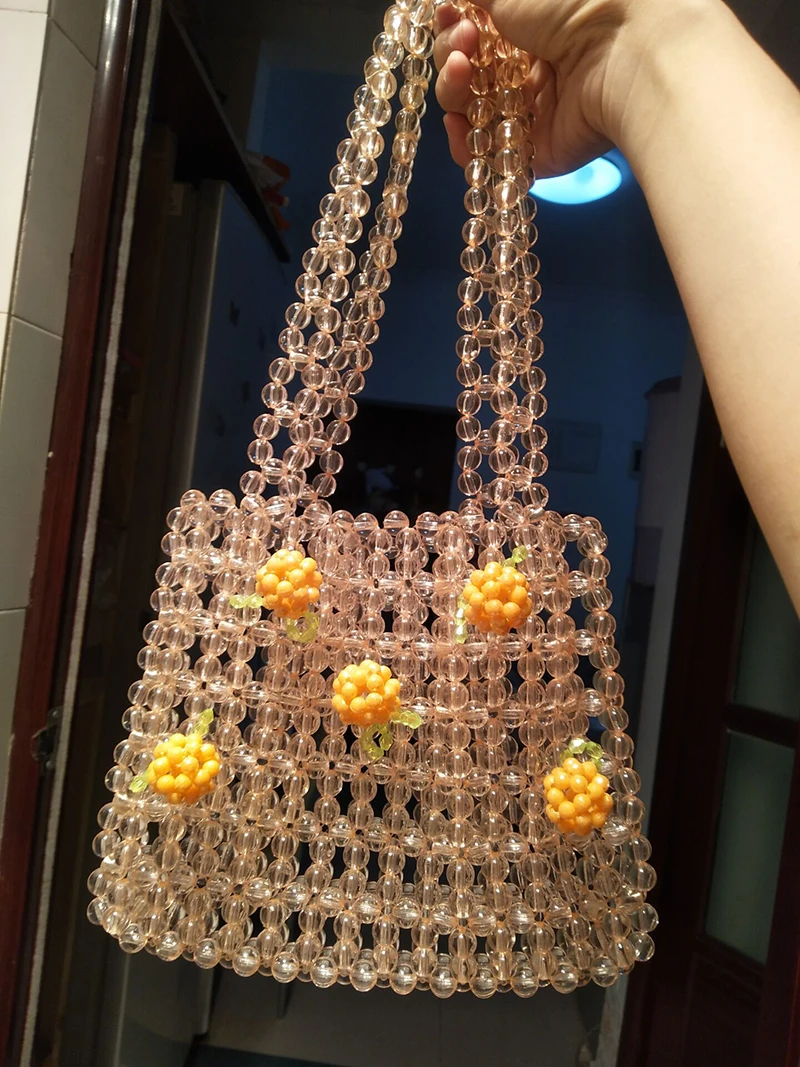 Hand-made beaded bag Handbags Women Summer Beaded Beads Bag Handmade Beach Handbag New Fashion