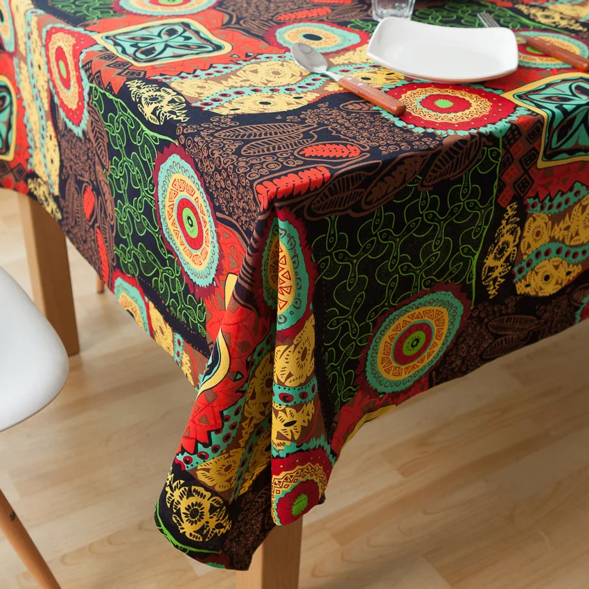  NarwalDate Linen Tablecloth Batik Mediterranean Bohemia Mexican Party Home Wedding Decor Rectangula