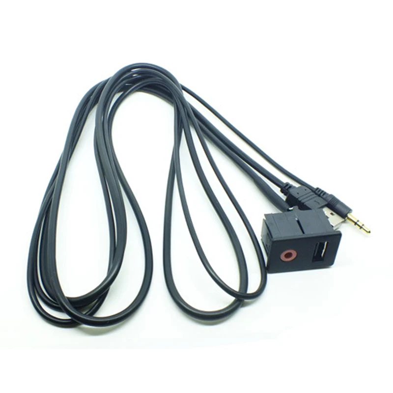 New Car 3.5mm AUX Headphone Flush Mount Audio Modification Panel Input Adapter Kit