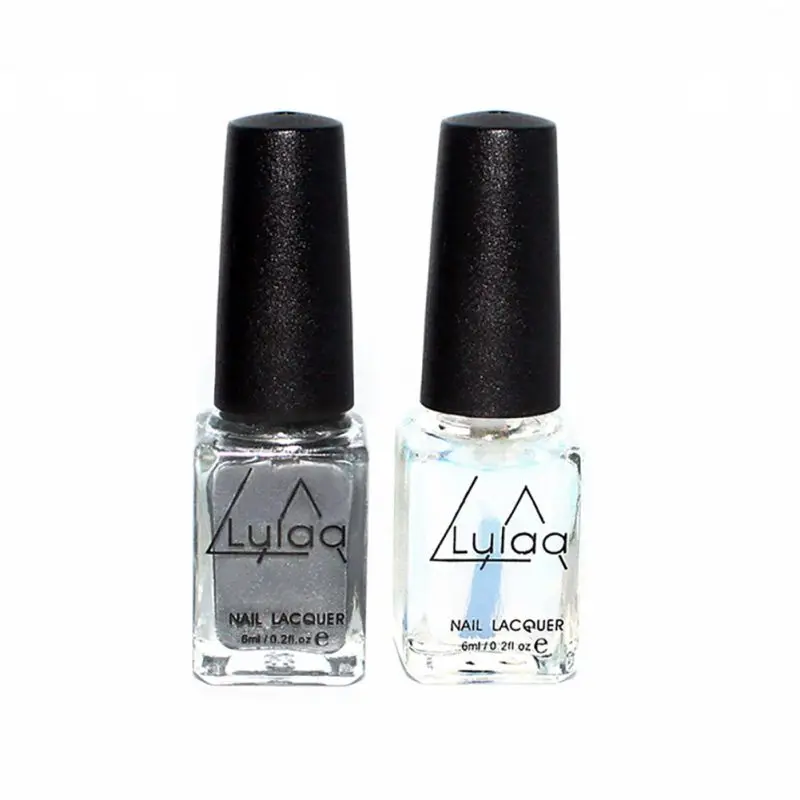 

2pcs Nail Gel Behind Silver Mirror Effect Metal Nail Polish Varnish Base Coat Metallic Nails Art Tips DIY Manicure Design