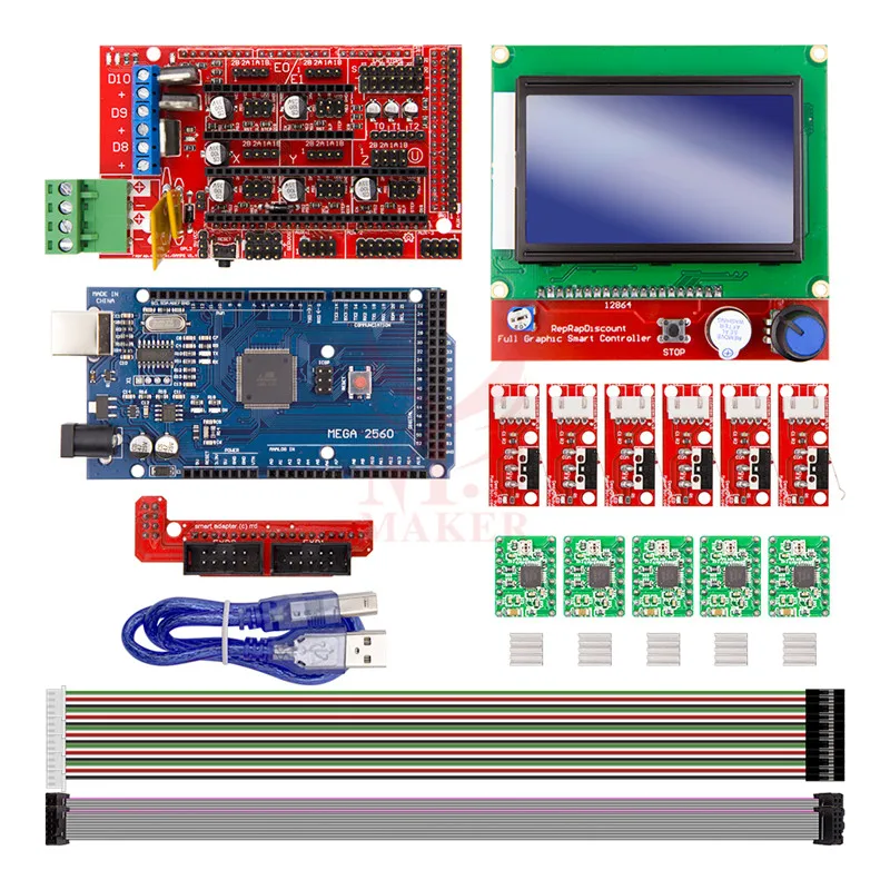 Аксессуары для 3D-принтера 12864 LCD ramps 1 4 MEGA2560 R3 A4988 плата привода | Компьютеры и офис