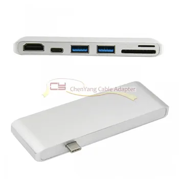 

USB 3.1 Type-C USB-C to HDMI & Dual Ports 3.0 Hub & SD TF Card Reader & Power For PC Laptop & Mac book