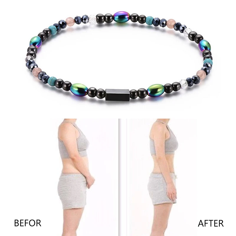 FUNIQUE Weight Loss Round Black Stone Therapy Anklet Health