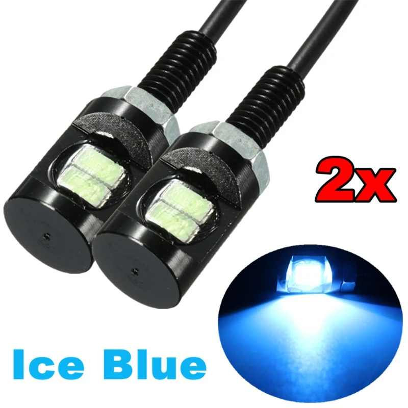 

1Pcs Ice Blue 12V Universal Car Auto Motorcycle Car 2 LED Tail Number License Plate Light Screw Bolt Eagle Eye Lights Lamp