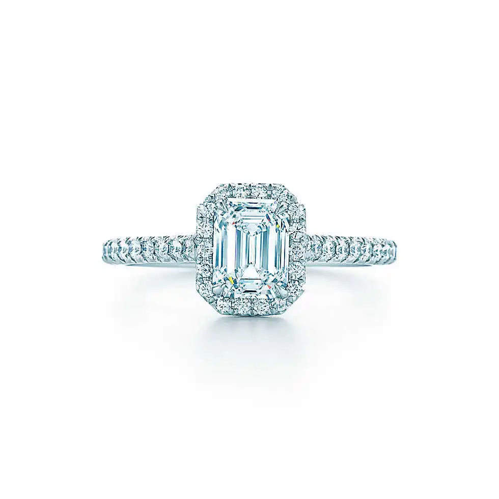 

1CT Emerald Cut Diamond Ring for Female AU750 White Gold 18K Engagement Ring Fine Jewelry Anniversary Gift for Wife
