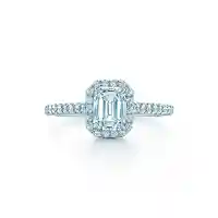 1ctエメラルドカットダイヤモンドリング用女性AU750ホワイトゴールド18 k婚約指輪ファインジュエリー周年記念ギフト用妻