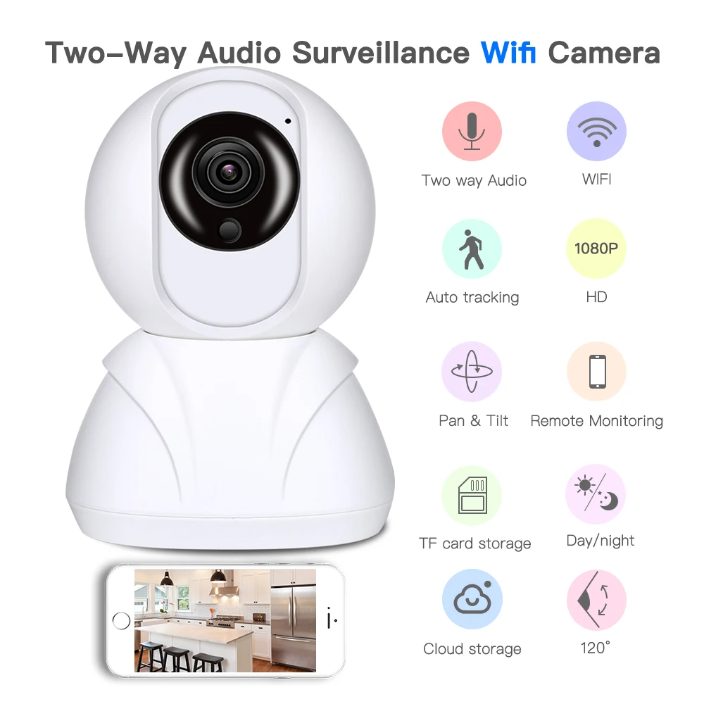 

HD 1080P Mini Wireless Wifi Security Camera Automatically Tracking Two-Way Audio PIR Detector Home Surveillance CCTV IP Camera