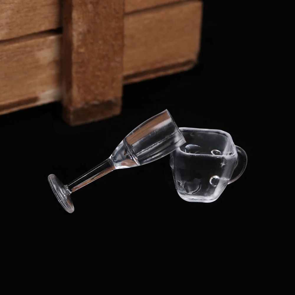 17PCS/Set Mini Miniature Drink Ice Cream Cup Kitchenware Model Kids Transparent Plastic Play Toys DIY Doll Accessories