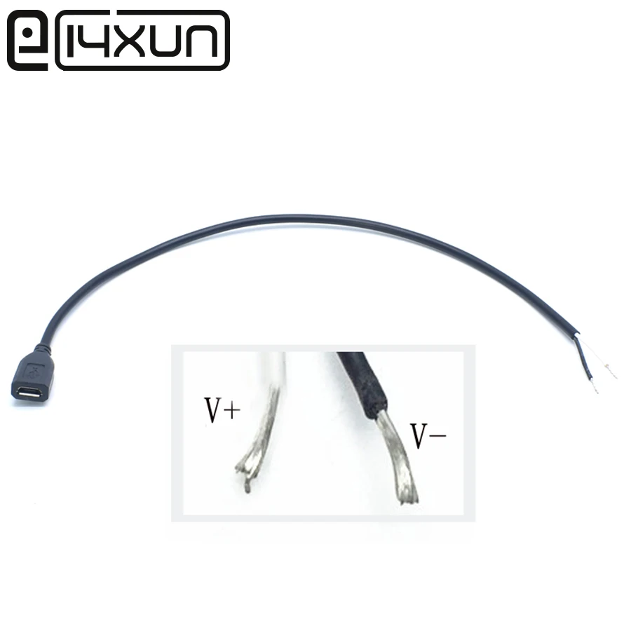EClyxun 1 шт. 30 см 5Pin Micro USB Женский Разъем Кабель питания 3A 2 ядра белый+ черный V8 Сделай Сам Зарядка разъем для макс OD3.5mm2