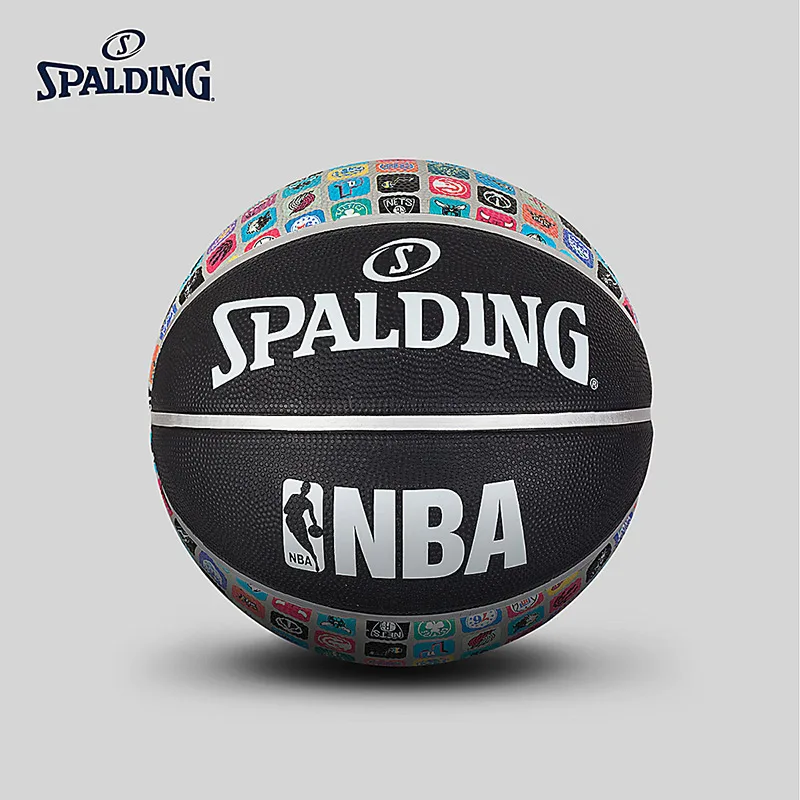 SPALDING, оригинальные логотипы команды, серия LCON, баскетбол, Официальный Размер 7, резиновый материал, для улицы, мужской мяч для матча, 83-649Y