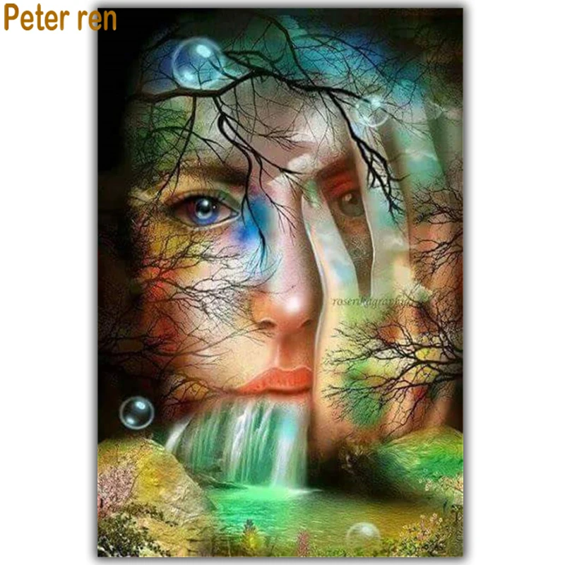 

Peter ren Diamond painting cross stitch diamond embroidery portrait Square/Round diamond Mosaic Rhinestone Beauty face waterfall