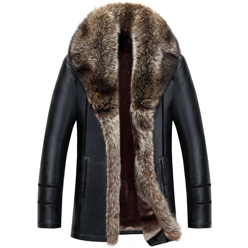 2018 Мужское пальто с натуральным мехом животных Jaqueta De Couro Chaqueta Cuero Hombre мужская