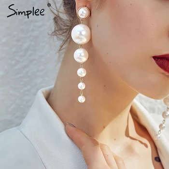 

Simplee Fine jewelry pearl drop earrings Women jewelry fashion bijoux accessories Party chic pendant earrings female accessories