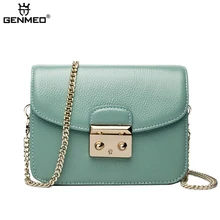 New Arrival Genuine Leather Women’s Handbags with Chain Shoulder Strap 2017 Sexy Ladies Real Leather Female Famous Brand Bags