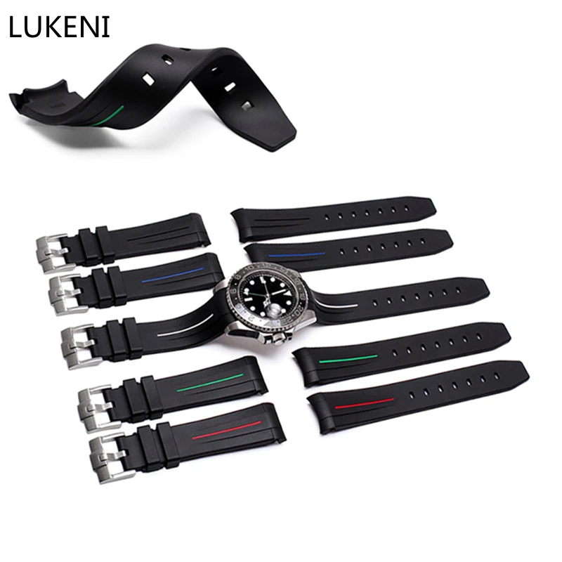 

LUKENI Brands RB 20mm 21mm Silicone Rubber Watch Strap Watchbands Replace Daytona Submarine ROLE Wristband x Bracelet