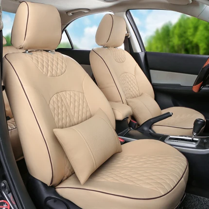 AutoDecorun по индивидуальному заказу чехлы для сидений автомобиля BMW X5 e53 e70 аксессуары чехлы для сидений ПВХ кожаные автомобильные сиденья протекторы комплекты - Название цвета: Beige