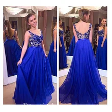 Heißer Verkauf Blau Elegante Sleeveless A-Line Abendkleid Appliques Abendkleid Formales Partei-kleid Nach Maß Kleid