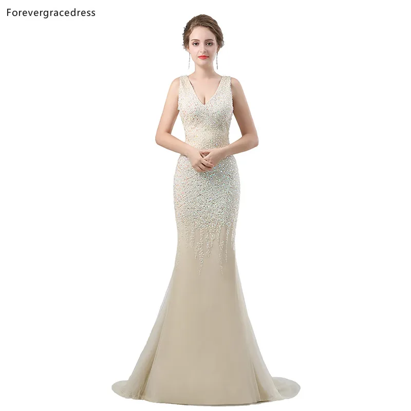 Forevergracedress Роскошные Длинные Выпускные платья 2019 Русалка бисер кристаллы официальная Вечеринка платья для женщин платья большого размера