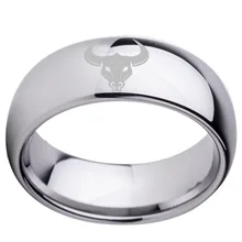 Пользовательское мужское кольцо дружбы с зодиаком Телец лазер 8 мм купол для женщин Вольфрам обручальное кольцо Размер 6 7 8 9 10 11 12 13