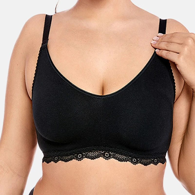 Womens Thin Cotton Breathable Wirefree Sports Bra Comfortable Plus Size Outdoor Jogging Bras Solid Color Physical Exercise Bra4
