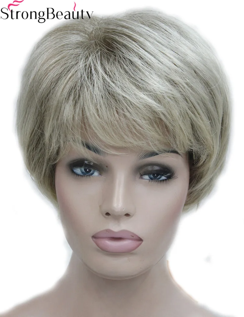 

Strong Beauty Short Synthetic Silver Gray Wigs Women's Hair Heat Resistant Capless Wig