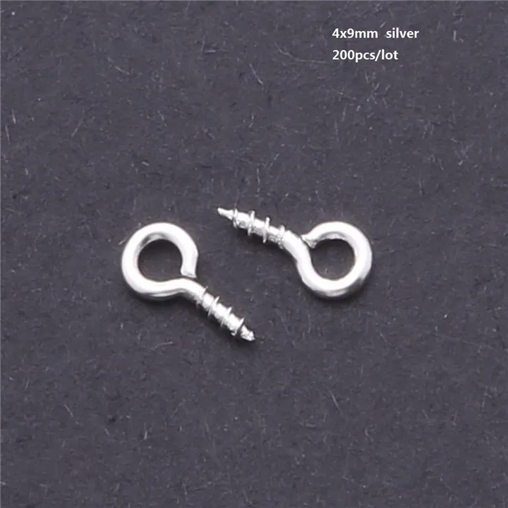 200pcs 4x9mm Mini Eye Screw Hooks Clasps Eye Pin Round Head Ring Self-tapping Thread Hook Pendant DIY Jewelry Making Accessories