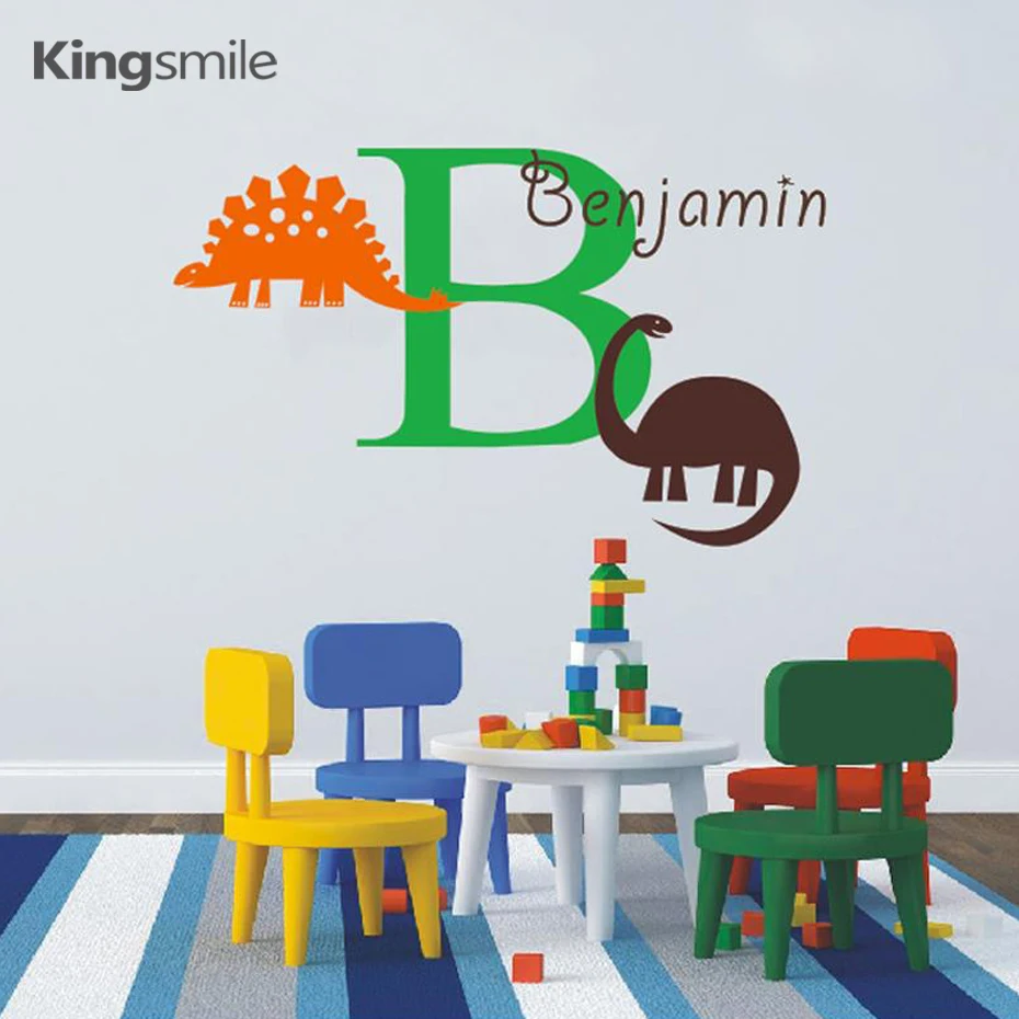 Cartoon Dinosaurs Personalized Name Alphabet Wall Sticker Vinyl Art