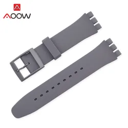Vibrant Silicone Watchband - Colorful Rubber Bracelet Strap in Pink and Black - 16mm (Grey)