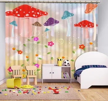 

Modern Home Decoration Living Room Curtains 3d Colored mushrooms 3d Curtains Blackout for Living Room Kids Bedroom Fabric