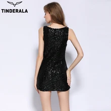 TINDERALA 2017 sexy sleeveless Deep-V sequin dress women party night club beach bodycon mini dresses
