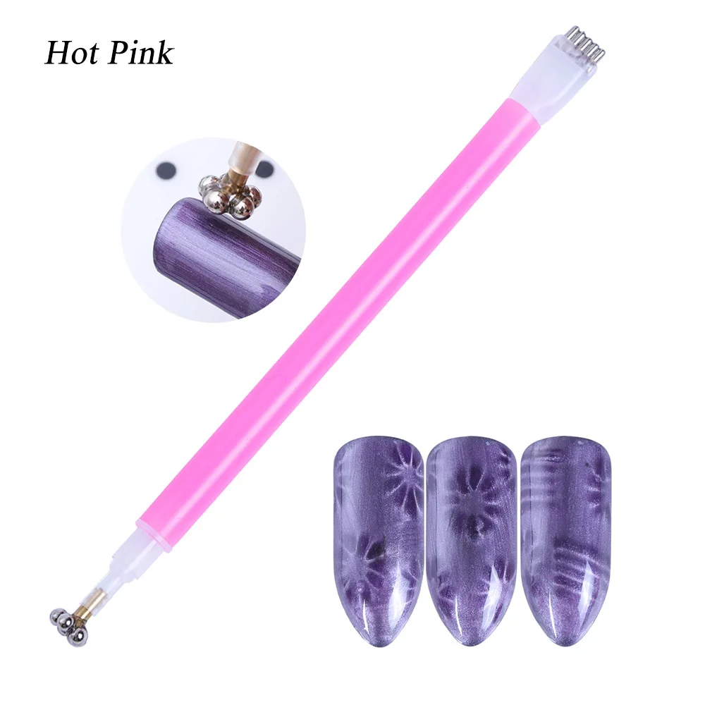 1 шт кошка гель для глаз Магнитная палочка сильный магнитная доска для 5D эффект кошачьих глаз Магия UV гель для ногтей для росписи ногтей инструменты LA948 - Цвет: Hot Pink Magnet Pen