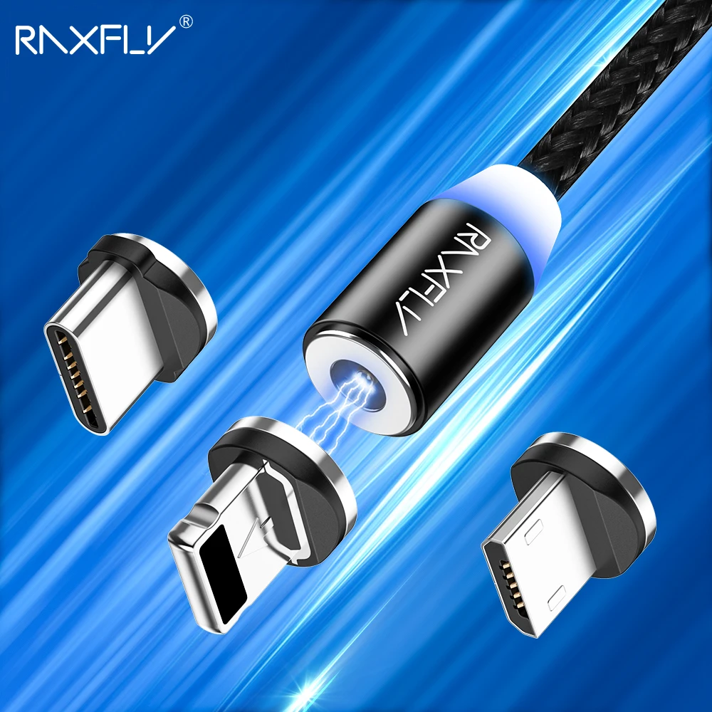 

RAXFLY Magnetic Charging For Samsung S10 Magnet Charger Micro USB Cable For iPhone XS X Magnetic Cable Type C Charging Wire Cord